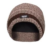 True Face Men's hat Thin Insulation Warm Cap Lined Woolly Knitted Insulate Head Wear Melange-Brown One Size