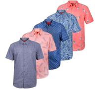 True Face Mens Hawaiian Shirts Short Sleeve Slim Fit Casual Summer Beachwear Funky Palm Tree Floral Print Hawaii Holiday Shirt Adult Lightweight Top Ankr Charcoal Coral Grey Pink M