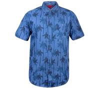 True Face Mens Hawaiian Shirts Short Sleeve Slim Fit Casual Summer Beachwear Funky Palm Tree Floral Print Hawaii Holiday Shirt Adult Lightweight Top Dark Blue - 127 L