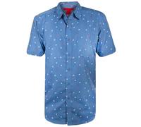 True Face Mens Hawaiian Shirts Short Sleeve Slim Fit Casual Summer Beachwear Funky Palm Tree Floral Print Hawaii Holiday Shirt Adult Lightweight Top Denim - 817 M