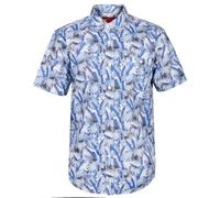 True Face Mens Hawaiian Shirts Short Sleeve Slim Fit Casual Summer Beachwear Funky Palm Tree Floral Print Hawaii Holiday Shirt Adult Lightweight Top Blue - 827 M