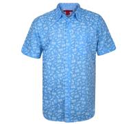 True Face Mens Hawaiian Shirts Short Sleeve Slim Fit Casual Summer Beachwear Funky Palm Tree Floral Print Hawaii Holiday Shirt Adult Lightweight Top Sky - 031 L