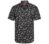 True Face Mens Hawaiian Shirts Short Sleeve Slim Fit Casual Summer Beachwear Funky Palm Tree Floral Print Hawaii Holiday Shirt Adult Lightweight Top Black - 826 M
