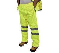 True Face Mens Hi Viz Trouser Padded Work Bottom High Visibility Safety Elasticated Over Pants Yellow X-Large