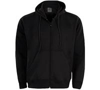 True Face Mens Hoodie Zip Up Classic Hooded Top Plain Ribbed Cuff Long Sleeve Sweatshirt 032 Hody Black 2XL