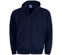 True Face Mens Hoodie Zip Up Classic Hooded Top Plain Ribbed Cuff Long Sleeve Sweatshirt 032 Hody Navy Blue 2XL