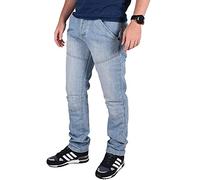 True Face Men's Jeans Straight Leg - Regular Fit Denim Washed Pants, Button Fly Trousers Stretch Jeans for Men UK with 2 Front & 2 Back Pockets, Watch Pocket & Belt Loops Light Wash 34W / 30L