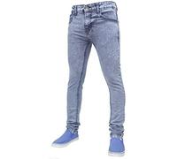 True Face Mens Jeans Skinny Denim Pants Stretch Fit Trouser Zip Fly Elasticated Cotton Bottoms Casual Wear 5 Pockets 021 Ice Blue Waist 30 L