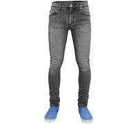True Face Mens Jeans Skinny Denim Pants Stretch Fit Trouser Zip Fly Elasticated Cotton Bottoms Casual Wear 5 Pockets TF021 Grey Waist 34L (34 Waist, 34 Inside Leg)