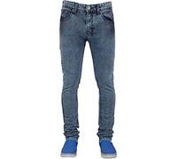 True Face Mens Jeans Skinny Denim Pants Stretch Fit Trouser Zip Fly Elasticated Cotton Bottoms Casual Wear 5 Pockets TF021 - Ice Blue 34W / 34L