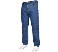 True Face Mens Jeans Straight Leg Denim Pants Zip Fly Classic Fit Trousers Blue Stone Wash 32R