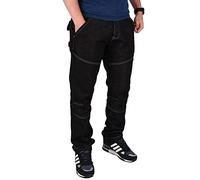 True Face Men's Jeans Straight Leg - Regular Fit Denim Washed Pants, Button Fly Trousers Stretch Jeans for Men UK with 2 Front & 2 Back Pockets, Watch Pocket & Belt Loops Black 38W / 34L