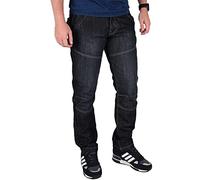 True Face Men's Jeans Straight Leg - Regular Fit Denim Washed Pants, Button Fly Trousers Stretch Jeans for Men UK with 2 Front & 2 Back Pockets, Watch Pocket & Belt Loops Dark Wash 36W / 30L