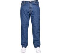 True Face Mens Jeans Straight Leg Trousers Classic Fit Plain Denim Pants Zip Fly Multi Pockets Jeans for Men UK Belt Loop Stone Wash 44W / 30L