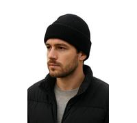True Face Mens Knitted Beanie Hat - Winter Wooly Hat with Thick Fleece Lining, Soft Stretchy Cuffed Thermal Cap, Warm Classic Hat for Men, Unisex Gift Black