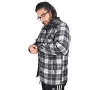 True Face Mens Padded Shirt - Fur Lined Lumberjack Top, Long Sleeve, Warm Thick Collared Casual Work Jacket, Durable Polycotton for Outdoor Wear Black White - 3XL