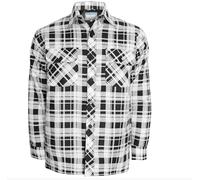 True Face Men's Padded Shirt Lined Lumberjack Jacket - Warm Winter Casual Work Check Top with Zipper, Long Sleeve, Ideal for Outdoor and Layering White Black - Padded Shirt 2XL
