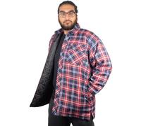 True Face Men's Padded Shirt Lined Lumberjack Jacket - Warm Winter Casual Work Check Top with Zipper, Long Sleeve, Ideal for Outdoor and Layering Red Blue - Padded Shirt L