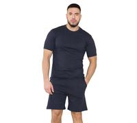True Face Mens Pyjama Set Cotton T-Shirt Shorts Nightwear Loungewear Pj Gym Yoga Short Sleeve Top Casual Shorts Navy XXL