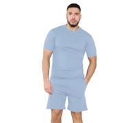 True Face Mens Pyjama Set Cotton T-Shirt Shorts Nightwear Loungewear Pj Gym Yoga Short Sleeve Top Casual Shorts Skyway M