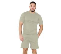 True Face Mens Pyjama Set Cotton T-Shirt Shorts Nightwear Loungewear Pj Gym Yoga Short Sleeve Top Casual Shorts Sage M