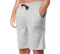 True Face Mens Pyjama Shorts with Zip Pockets Jersey Pyjama Shorts Lightweight Knee Length Poly Cotton Men Joggers Running Lounge Wear with Drawstring Grey XL