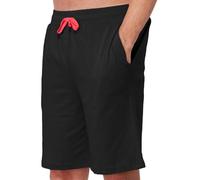 True Face Mens Pyjama Shorts with Zip Pockets Jersey Pyjama Shorts Lightweight Knee Length Poly Cotton Men Joggers Running Lounge Wear with Drawstring Black Medium