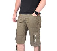 True Face Mens Shorts Cargo Pockets Denim Combat Chino Button Up Flat Front Army Workwear Knee Length Straight Leg Casual Summer Work Half Pants Bottom Size 42 Khaki