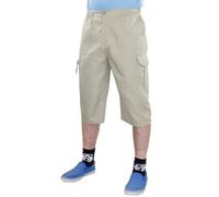 True Face Mens Shorts Elasticated Three Quarter New Cotton Combat Cargo Short Work 3/4 Casual Pant Grey XXL