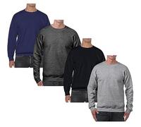 True Face Mens Sweatshirts Plain Workwear Casual Crew Neck Jumper Fleece Sweater Sports Leisure Pullover Top Assorted - 3 Pack S
