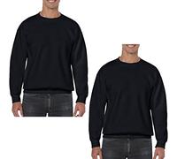 True Face Mens Sweatshirts Plain Workwear Pack of 2 Casual Crew Neck Jumper Fleece Sweater Sports Leisure Pullover Top Black - 2 Pack XL