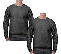 True Face Mens Sweatshirts Plain Workwear Pack of 2 Casual Crew Neck Jumper Fleece Sweater Sports Leisure Pullover Top Charcoal - 2 Pack XXL