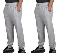 True Face Men's Trouser Fleece Elasticated Waist Joggers Lightweight Ribbed Cuffed Plain Jogging Sweatpants Bottoms Grey - 2 Pack L
