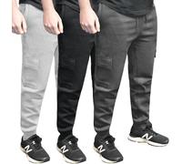 True Face Mens Trouser Fleece Sweatpants Cargo Combat Joggers Multi Pockets Elasticated Cuffed Ribbed Sports Running Fitness Gym Jogging Bottoms 3 Pack - Assorted XL