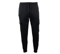True Face Mens Trouser Fleece Sweatpants Cargo Combat Joggers Multi Pockets Elasticated Sports Running Fitness Gym Jogging Bottoms Black 2XL