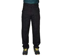 True Face Mens Trouser Work Heavy Duty Twill Work Sewn Creases Workwear Pants Bottoms Black 44W X 32L
