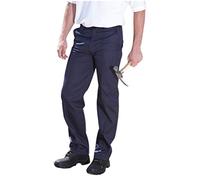 True Face Mens Trouser Work Heavy Duty Twill Work Sewn Creases Workwear Pants Bottoms Navy 44W X 34L