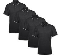 True Face Mens Tshirts Polos Pique Tipping Collar Buttoned Regular Fit Top Charcoal Tip - 4 Pack M