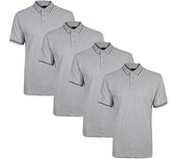 True Face Mens Tshirts Polos Pique Tipping Pocket Collar Buttoned Regular Fit Top Grey Tip - 4 Pack M