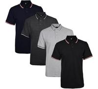 True Face Mens Tshirts Polos Pique Tipping Pocket Collar Buttoned Regular Fit Top Tip Set 1-4 Pack XXL