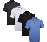 True Face Mens Tshirts Polos Pique Tipping Pocket Collar Buttoned Regular Fit Top Tip Set 2-4 Pack M