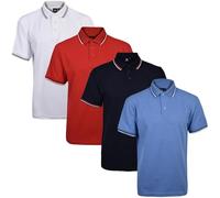 True Face Mens Tshirts Polos Pique Tipping Pocket Collar Buttoned Regular Fit Top Tip Set 4-4 Pack L