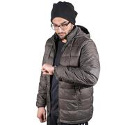 True Face Men's Warm Puffer Bomber Jacket, Water-Resistant Quilted Winter Coat with Hood, Lightweight Padded Outerwear for Cold Weather - Stylish & Comfortable Insulated Top Army XL