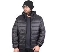True Face Men's Warm Puffer Bomber Jacket, Water-Resistant Quilted Winter Coat with Hood, Lightweight Padded Outerwear for Cold Weather - Stylish & Comfortable Insulated Top Black XXL