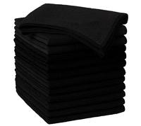 True Face Microfibre Cloth 10 Pack All-Purpose Cleaning Cloths for Cars, House, Kitchen, Windows, Soft & Absorbent Lint Free Streak Black - 10 PK 40cm x 40cm