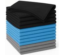 True Face Microfibre Cloth 12 Pack All-Purpose Cleaning Cloths for Cars, House, Kitchen, Windows, Soft & Absorbent Lint Free Streak Black,Grey,Blue-12 PK 30cm x 30cm