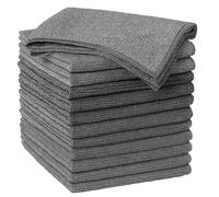 True Face Microfibre Cloth 12 Pack All-Purpose Cleaning Cloths for Cars, House, Kitchen, Windows, Soft & Absorbent Lint Free Streak Grey - 12 PK 30cm x 30cm