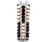 True Face Peak Coffee Capsule Holder Stand 360° Rotating Organizer for 60 Pods Space-Saving Stainless Steel Storage Rack for Kitchen or Office Sleek and Durable Design Silver - Round