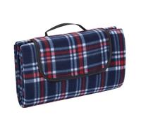 True Face Picnic Mat -Waterproof Foldable Outdoor Blanket for Beach, Camping & Festivals, Sandproof & Portable Travel Rug, Extra Large, Lightweight, Perfect for Trips Navy Check 150x130 cm