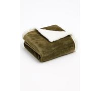 True Face Soft Faux Fur Throw Blanket - Plush Fleece Cozy Throw for Sofa, Bed, Couch - Warm Fluffy Blankets Olive - 23333 Single - 130 x 150cm